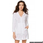 J. VALDI Women's Wovens Hooded Zip Front Tunic Swim Cover Up White B07LBZF6GD